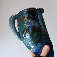 Load image into Gallery viewer, Large ANTIQUE CH Brannam Pottery, Barnstaple, Devon Model of a Seated Cat with Original Yellow Glass Eyes
