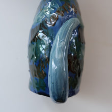 Load image into Gallery viewer, Large ANTIQUE CH Brannam Pottery, Barnstaple, Devon Model of a Seated Cat with Original Yellow Glass Eyes
