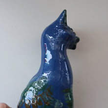 Load image into Gallery viewer, Large ANTIQUE CH Brannam Pottery, Barnstaple, Devon Model of a Seated Cat with Original Yellow Glass Eyes
