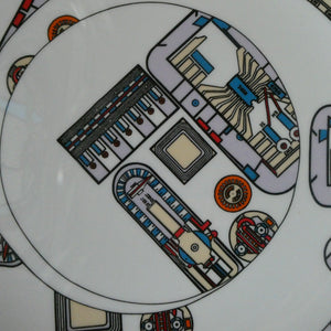 The Kalkulium Suite. Complete Set of SIX Plates Designed by Eduardo Paolozzi (1924 - 2005) for WEDGWOOD