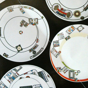 The Kalkulium Suite. Complete Set of SIX Plates Designed by Eduardo Paolozzi (1924 - 2005) for WEDGWOOD