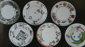 The Kalkulium Suite. Complete Set of SIX Plates Designed by Eduardo Paolozzi (1924 - 2005) for WEDGWOOD