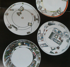 The Kalkulium Suite. Complete Set of SIX Plates Designed by Eduardo Paolozzi (1924 - 2005) for WEDGWOOD