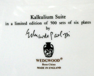 The Kalkulium Suite. Complete Set of SIX Plates Designed by Eduardo Paolozzi (1924 - 2005) for WEDGWOOD