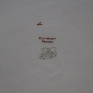 1930s SHELLEY POTTERY Mabel Lucie Attwell Heavy Baby Plate. Gardening Image with Boo Boos in Wheelbarrow