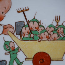 Load image into Gallery viewer, 1930s SHELLEY POTTERY Mabel Lucie Attwell Heavy Baby Plate. Gardening Image with Boo Boos in Wheelbarrow
