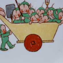 Load image into Gallery viewer, 1930s SHELLEY POTTERY Mabel Lucie Attwell Heavy Baby Plate. Gardening Image with Boo Boos in Wheelbarrow
