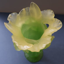 Load image into Gallery viewer, LARGE Contemporary DAUM Pate de Verre ORCHID Vase.  8 1/4 inches in height (Boxed)
