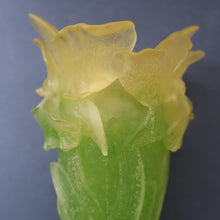 Load image into Gallery viewer, LARGE Contemporary DAUM Pate de Verre ORCHID Vase.  8 1/4 inches in height (Boxed)
