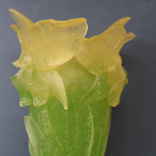 Load image into Gallery viewer, LARGE Contemporary DAUM Pate de Verre ORCHID Vase.  8 1/4 inches in height (Boxed)
