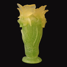 Load image into Gallery viewer, LARGE Contemporary DAUM Pate de Verre ORCHID Vase.  8 1/4 inches in height (Boxed)
