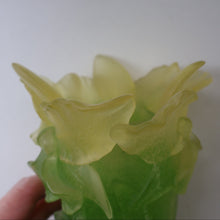 Load image into Gallery viewer, LARGE Contemporary DAUM Pate de Verre ORCHID Vase.  8 1/4 inches in height (Boxed)
