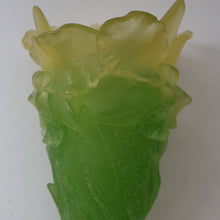 Load image into Gallery viewer, LARGE Contemporary DAUM Pate de Verre ORCHID Vase.  8 1/4 inches in height (Boxed)

