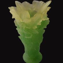 Load image into Gallery viewer, LARGE Contemporary DAUM Pate de Verre ORCHID Vase.  8 1/4 inches in height (Boxed)
