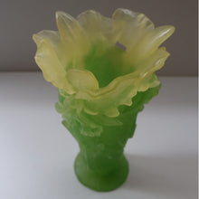 Load image into Gallery viewer, LARGE Contemporary DAUM Pate de Verre ORCHID Vase.  8 1/4 inches in height (Boxed)
