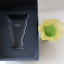 Load image into Gallery viewer, LARGE Contemporary DAUM Pate de Verre ORCHID Vase.  8 1/4 inches in height (Boxed)
