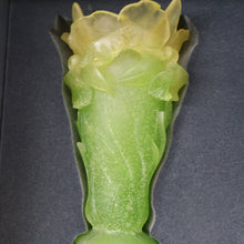 Load image into Gallery viewer, LARGE Contemporary DAUM Pate de Verre ORCHID Vase.  8 1/4 inches in height (Boxed)
