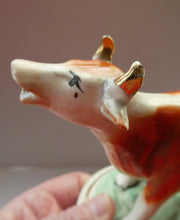 Load image into Gallery viewer, Antique 1860s Staffordshire Cow Creamer / Milk Jug with Original Lid
