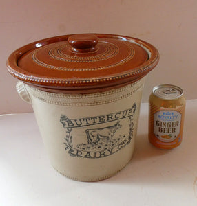 Antique Buchan Pottery Large Stoneware 7lb Storage Crock . BUTTERCUP DAIRY Company