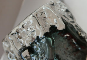 Genuine 1960s WHITEFRIARS Pewter Cylinder "Bark" vase by Geoffrey Baxter; 7 1/2 inches
