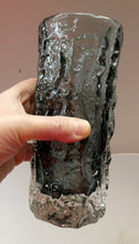 Load image into Gallery viewer, Genuine 1960s WHITEFRIARS Pewter Cylinder &quot;Bark&quot; vase by Geoffrey Baxter; 7 1/2 inches
