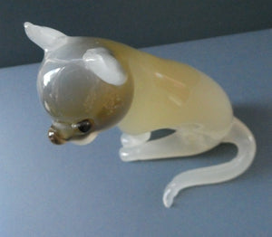 Large 1950s Murano Opalescent Glass SIAMESE CAT. Attributed to Archimede Seguso