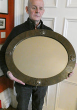 Load image into Gallery viewer, ARTS AND CRAFTS Oval LIBERTY Copper Mirror with Four Roundels. Liberty Plaque 
