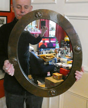 Load image into Gallery viewer, ARTS AND CRAFTS Oval LIBERTY Copper Mirror with Four Roundels. Liberty Plaque 
