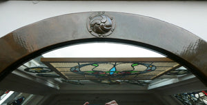 ARTS AND CRAFTS Oval LIBERTY Copper Mirror with Four Roundels. Liberty Plaque 