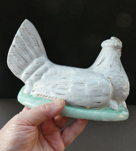 Late 19th Century Antique Victorian WHITE Staffordshire Hen on Yellow Nest