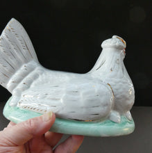 Load image into Gallery viewer, Late 19th Century Antique Victorian WHITE Staffordshire Hen on Yellow Nest
