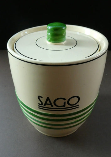 Art DEco Kitchen Cannister Solano Ware Green Stripes by John Wadsworth 1940s