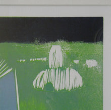 Load image into Gallery viewer, Thora Clyne 1980s Colour Woodcut of a Landscape in Serbia
