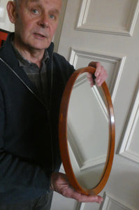 1960s TEAK Round Wall Mirror. Quality British-Made ROWLEY Productions Design
