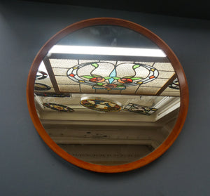 1960s TEAK Round Wall Mirror. Quality British-Made ROWLEY Productions Design