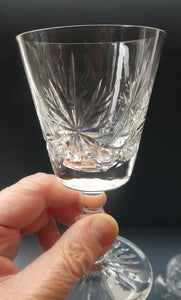 FOUR ONLY. Vintage Edinburgh Crystal Claret or Small Wine Glasses. STAR OF EDINBURGH Pattern. 5 1/8 inches
