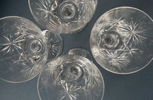 FOUR ONLY. Vintage Edinburgh Crystal Claret or Small Wine Glasses. STAR OF EDINBURGH Pattern. 5 1/8 inches