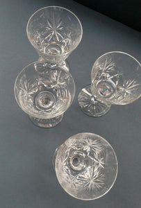 FOUR ONLY. Vintage Edinburgh Crystal Claret or Small Wine Glasses. STAR OF EDINBURGH Pattern. 5 1/8 inches