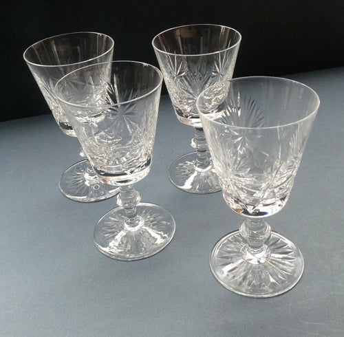 FOUR ONLY. Vintage Edinburgh Crystal Claret or Small Wine Glasses. STAR OF EDINBURGH Pattern. 5 1/8 inches