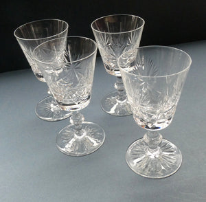 FOUR ONLY. Vintage Edinburgh Crystal Claret or Small Wine Glasses. STAR OF EDINBURGH Pattern. 5 1/8 inches