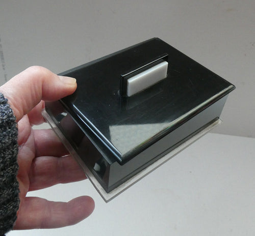 Vintage 1930s Art Deco Early Plastic / Phenolic Black and White Lidded Trinket or Jewellery Box