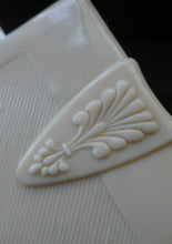 Load image into Gallery viewer, 1930s Art Deco Cream Celluloid Trinket Box with Faux Decorative Clasps and a Hinged Lid
