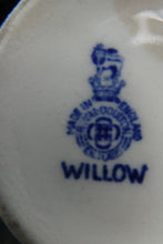Load image into Gallery viewer, 1920s ROYAL DOULTON Miniature Meat Pot. Flow Blue with Traditional Willow Pattern
