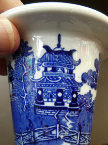 1920s ROYAL DOULTON Miniature Meat Pot. Flow Blue with Traditional Willow Pattern