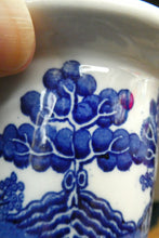 Load image into Gallery viewer, 1920s ROYAL DOULTON Miniature Meat Pot. Flow Blue with Traditional Willow Pattern
