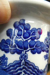 1920s ROYAL DOULTON Miniature Meat Pot. Flow Blue with Traditional Willow Pattern