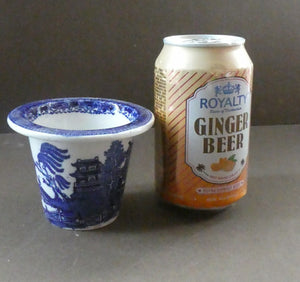 1920s ROYAL DOULTON Miniature Meat Pot. Flow Blue with Traditional Willow Pattern