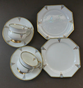 Early 1920s PARAGON Bone China ART NOUVEAU Pattern Trio:  Tea Cup & Saucer, plus side plate. Beautiful and Rare