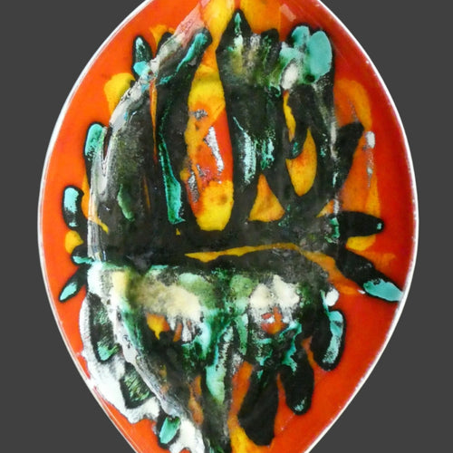 Early 1970s POOLE DELPHIS Shield Dish / Plate. Decorated by Pamela Bevans. 12 inches