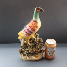 Load image into Gallery viewer, SINGLE LARGE Antique 1870s STAFFORDSHIRE Chimney Ornament of a Fancy Bird Perched on a Mossy Bank
